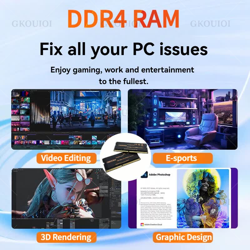 Memoria RAM GKOUIOI DDR4 de 4G - Ddr4 2400Mhz reseña y precio