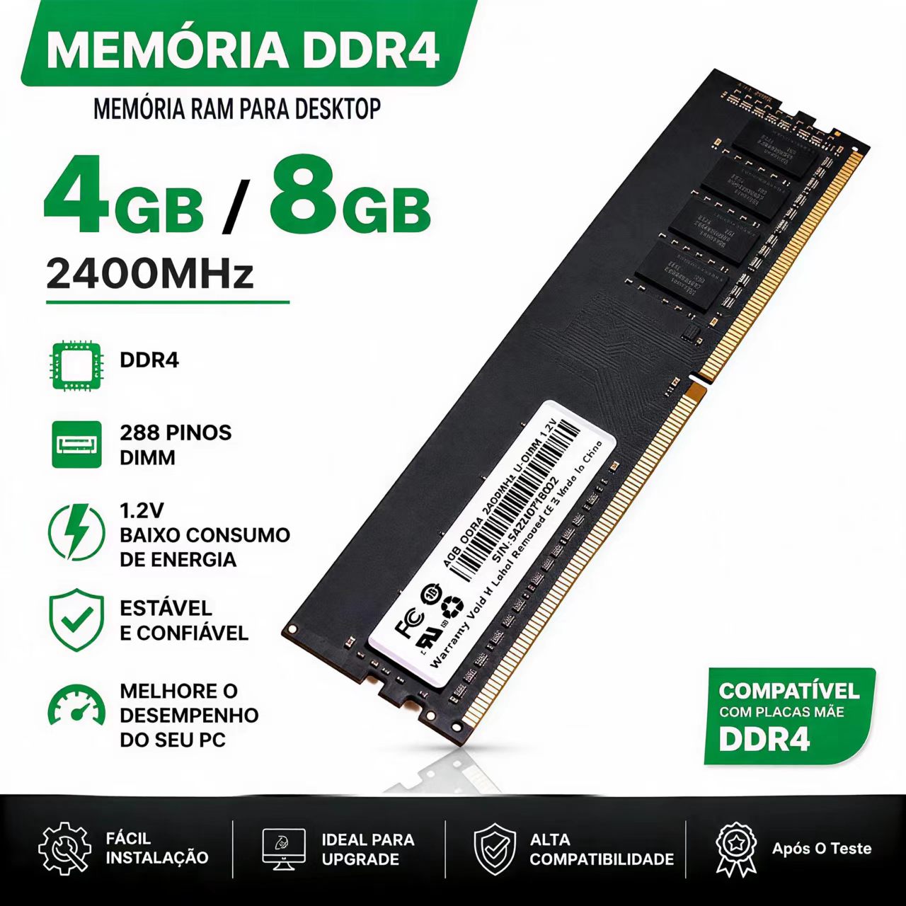 Memoria RAM DDR4 4GB 8GB 2400M - Ddr4 2400Mhz reseña y precio